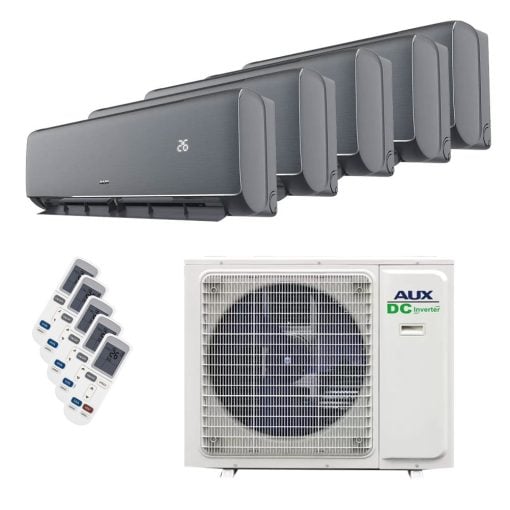 AUX multi-split unit airco 12 kW Q-smart Zilver met 5 x 3,5 kW binnen units