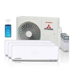 Mitsubishi SCM60 + SRK20ZS-WF (2x) + SRK35ZS-WF Multisplit 6,0 kW totaalpakket met WiFi