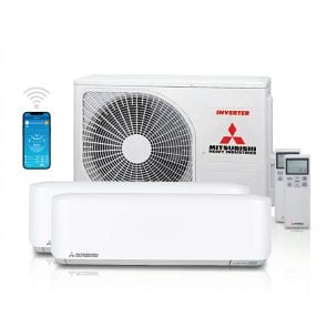Mitsubishi SCM40 + SRK20ZS-WF (2x) Multisplit 4,0 kW totaalpakket met WiFi