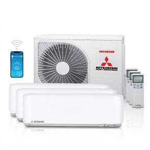 Mitsubishi SCM50 + SRK35ZS-WF + SRK20ZS-WF (2x) Multisplit 5,0 kW totaalpakket met WiFi