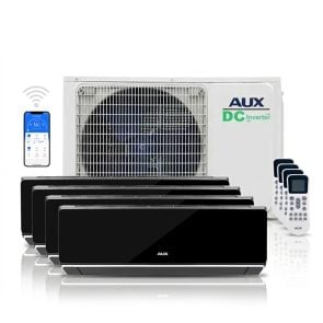 AUX multi-split unit airco 10,5 kW Zwart Deluxe met 4 x 3,5 kW binnen units