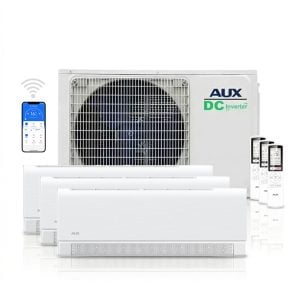 AUX multi-split unit airco 8,0 kW Wit C-serie met 3 x 3,5 kW binnen units