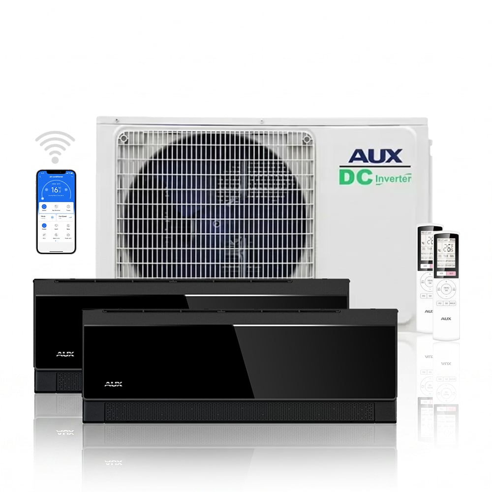 AUX multi-split unit airco 4,1 kW Zwart C-serie met 2 x 2,5 kW binnen units