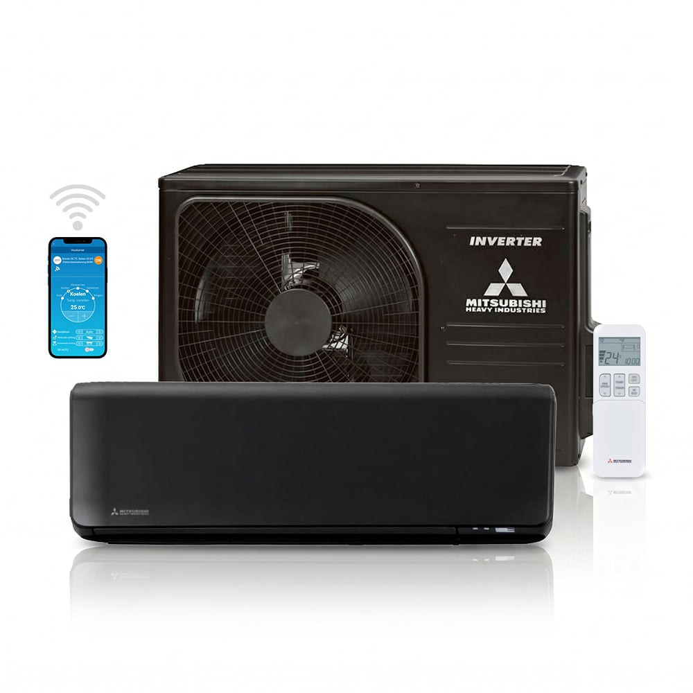 Mitsubishi SRK/SRC 20 ZT-WFB (zwart) split unit airco 2,0 kW totaal pakket incl WiFi