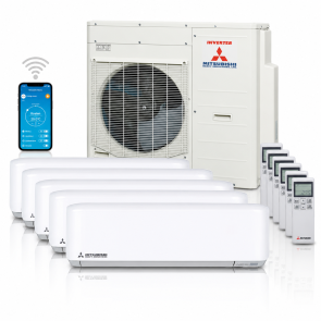 Mitsubishi SCM100 + SRK25ZS-WF (5x) Multisplit 10,0 kW totaalpakket met WiFi